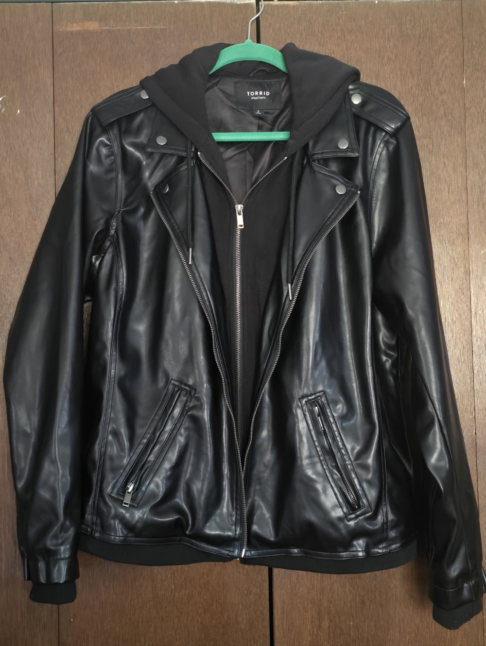Torrid Fabric Mixed Hooded Moto Jacket